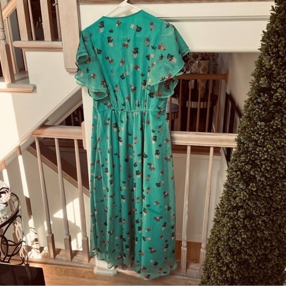 The Nines by HATCH Floral Print Flutter Short Sleeve Chiffon Maternity Dress M - Picture 8 of 11